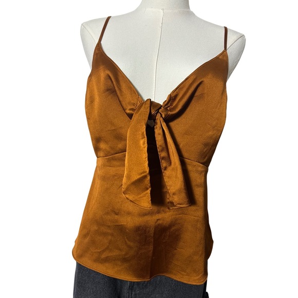 Abercrombie & Fitch Tops - Abercrombie & Fitch Bronze Satin Tie Front Cami Top